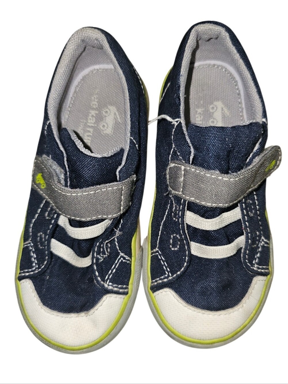 See Kai Run Kids Navy Canvas Slip-On Sneakers with Lime Accent